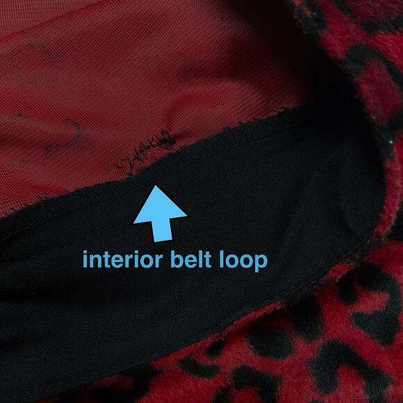 Vintage Lip Service Freaks in Fur Red Faux Leopard Print Pants 11 Y2K Mall Goth - Picture 14 of 16